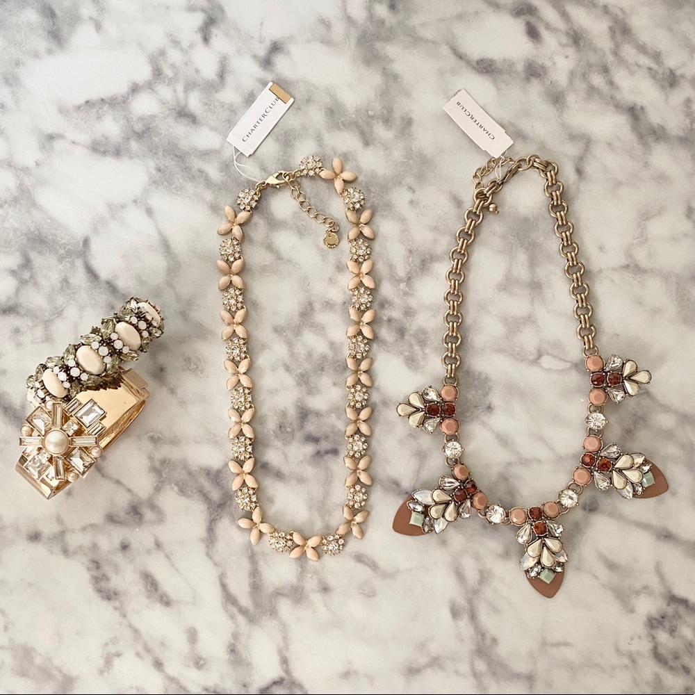 Gorgeous 4pc Gold Fashion Necklace Bracelet Lot